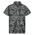 Grey Digital Camo Pattern Print Men's Short Sleeve Shirt