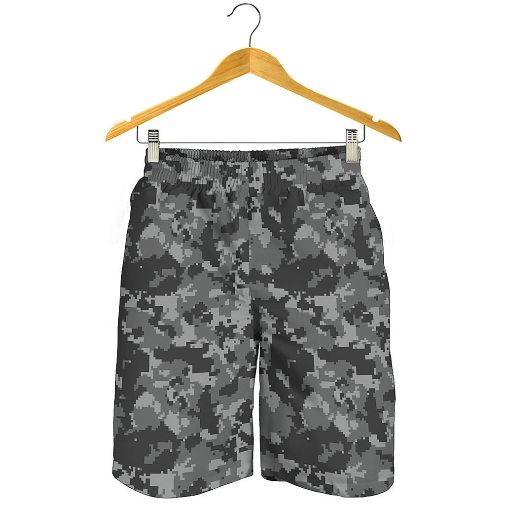 Grey Digital Camo Pattern Print Men's Shorts
