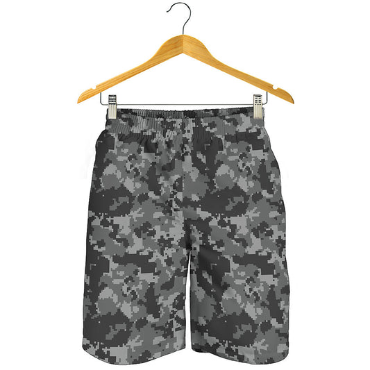 Grey Digital Camo Pattern Print Men's Shorts
