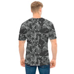 Grey Digital Camo Pattern Print Men's T-Shirt