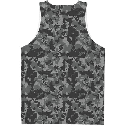 Grey Digital Camo Pattern Print Men's Tank Top