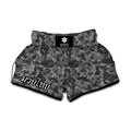 Grey Digital Camo Pattern Print Muay Thai Boxing Shorts