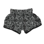 Grey Digital Camo Pattern Print Muay Thai Boxing Shorts