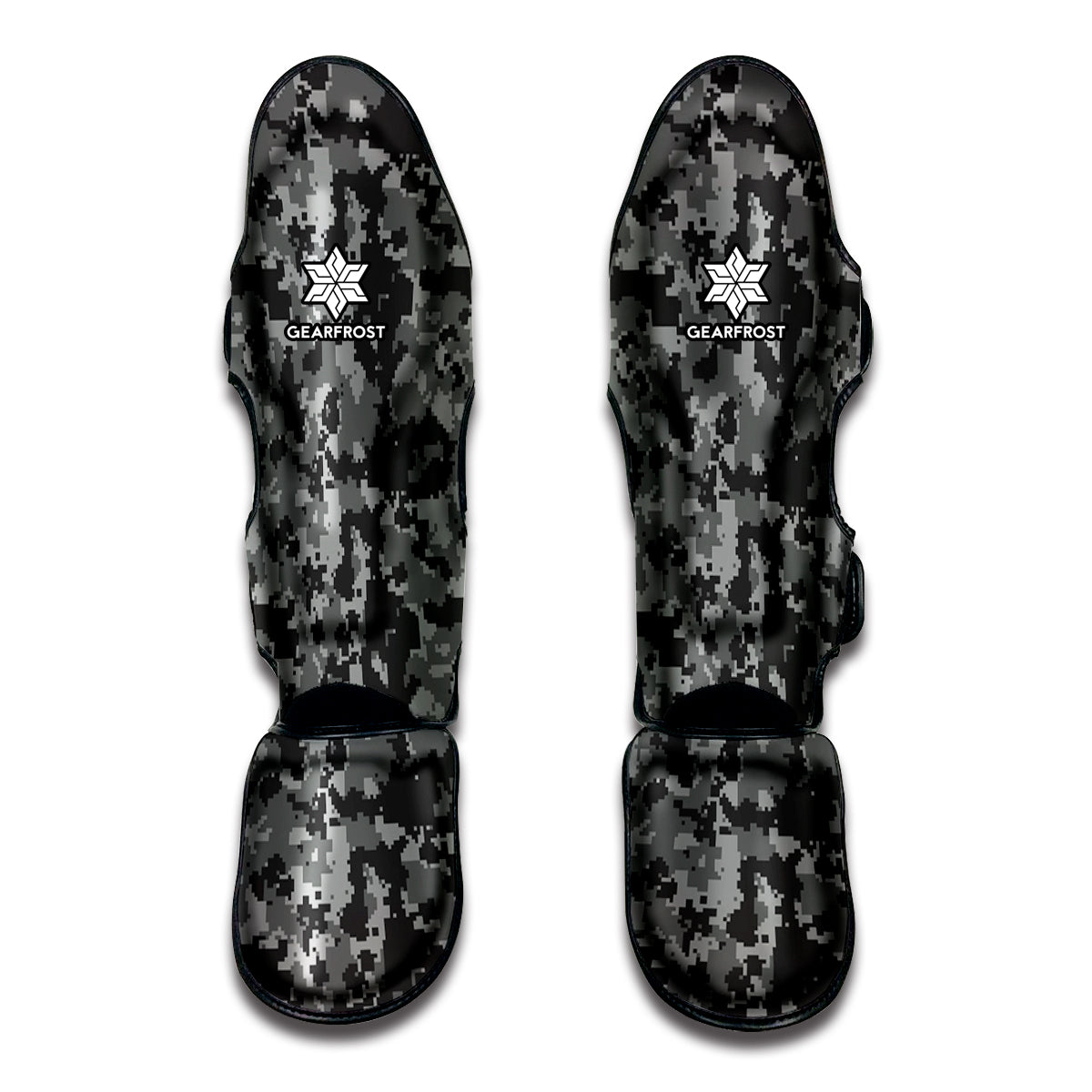 Grey Digital Camo Pattern Print Muay Thai Shin Guard