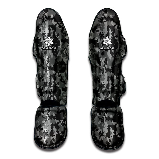 Grey Digital Camo Pattern Print Muay Thai Shin Guard