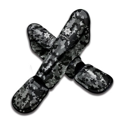 Grey Digital Camo Pattern Print Muay Thai Shin Guard