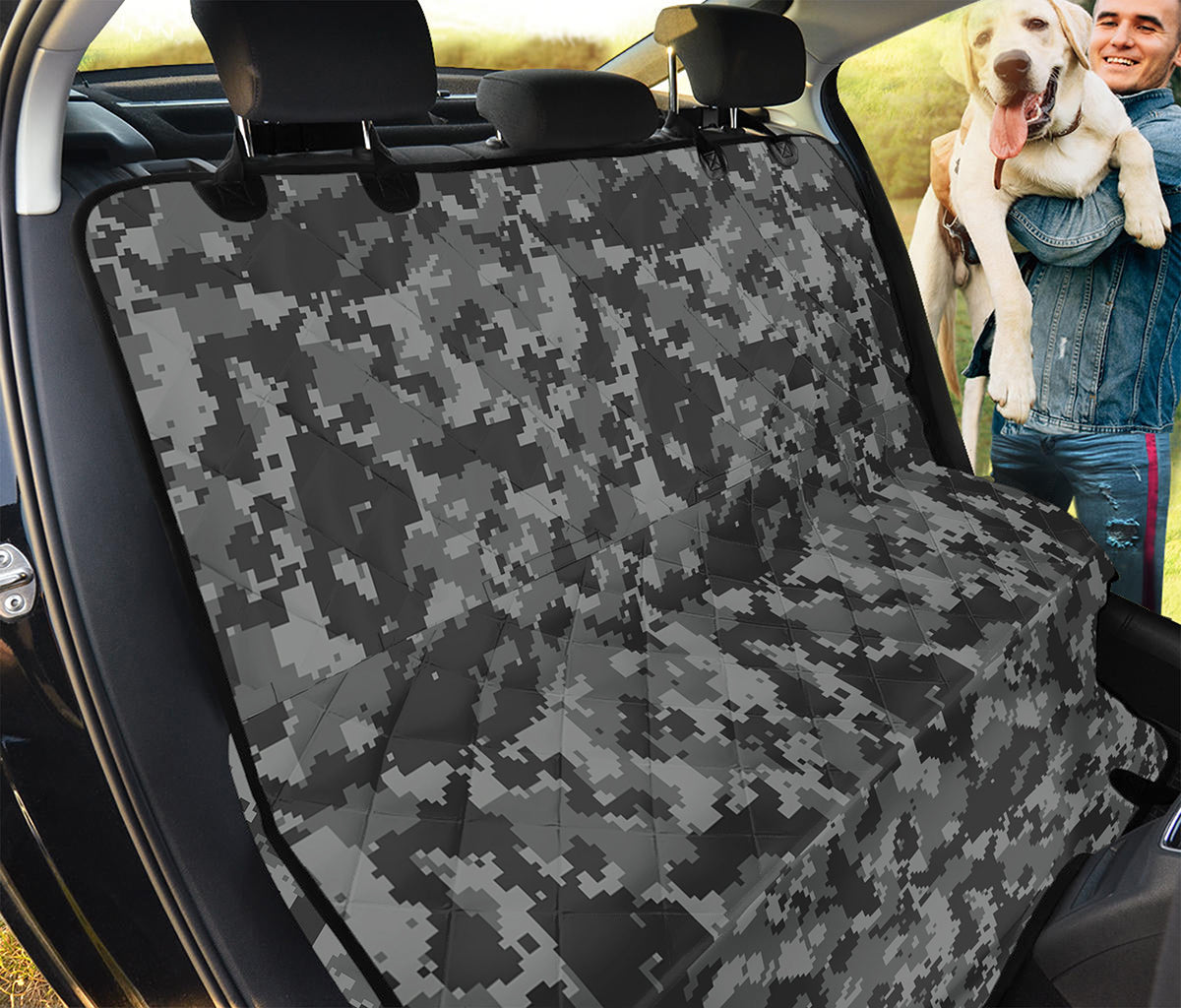 Grey Digital Camo Pattern Print Pet Car Back Seat Cover