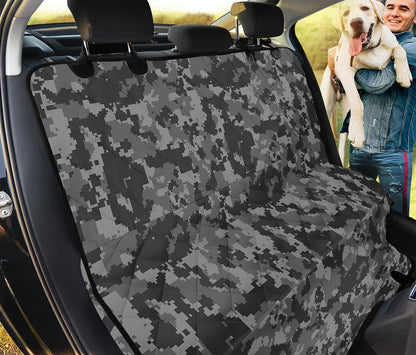 Grey Digital Camo Pattern Print Pet Car Back Seat Cover