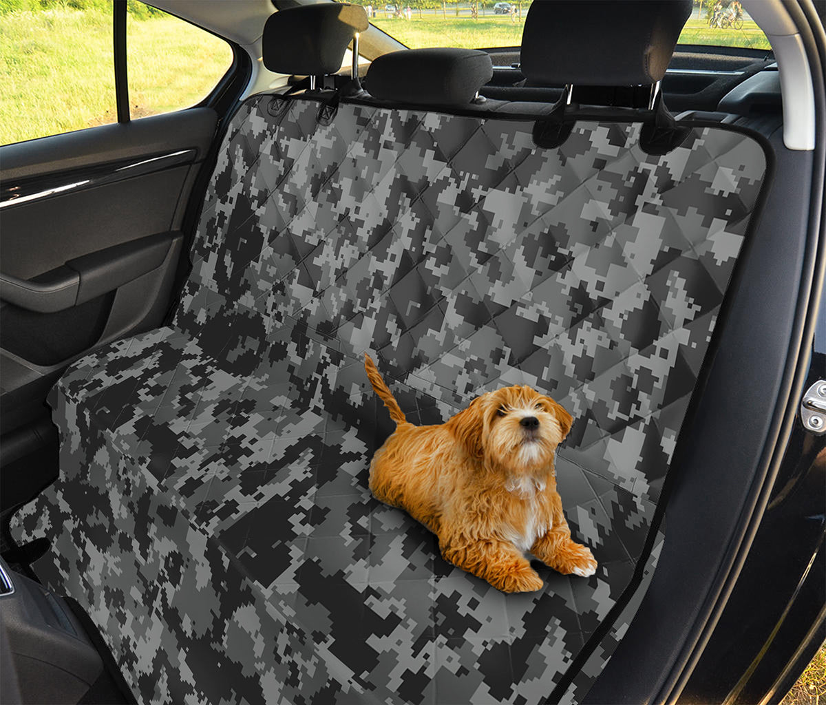Grey Digital Camo Pattern Print Pet Car Back Seat Cover