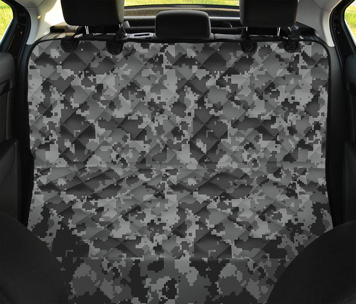 Grey Digital Camo Pattern Print Pet Car Back Seat Cover