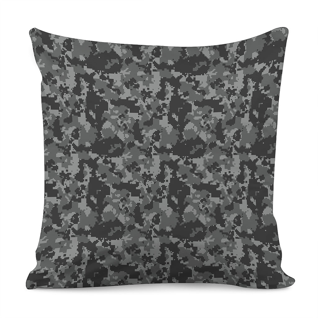 Grey Digital Camo Pattern Print Pillow Cover