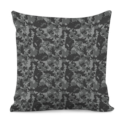 Grey Digital Camo Pattern Print Pillow Cover