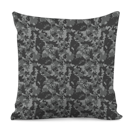 Grey Digital Camo Pattern Print Pillow Cover