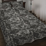 Grey Digital Camo Pattern Print Quilt Bed Set