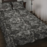 Grey Digital Camo Pattern Print Quilt Bed Set