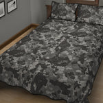 Grey Digital Camo Pattern Print Quilt Bed Set