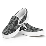 Grey Digital Camo Pattern Print White Slip On Shoes