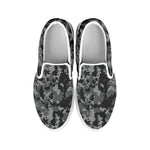 Grey Digital Camo Pattern Print White Slip On Shoes