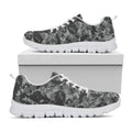 Grey Digital Camo Pattern Print White Running Shoes