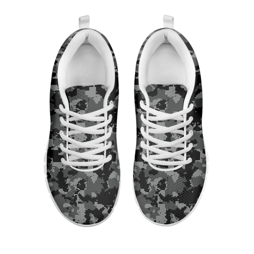 Grey Digital Camo Pattern Print White Sneakers