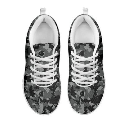 Grey Digital Camo Pattern Print White Sneakers