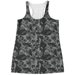 Grey Digital Camo Pattern Print Women's Racerback Tank Top