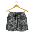 Grey Digital Camo Pattern Print Women's Shorts