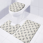 Grey Doodle Sandwich Pattern Print 3 Piece Bath Mat Set