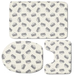 Grey Doodle Sandwich Pattern Print 3 Piece Bath Mat Set