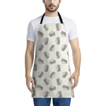 Grey Doodle Sandwich Pattern Print Apron