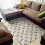 Grey Doodle Sandwich Pattern Print Area Rug