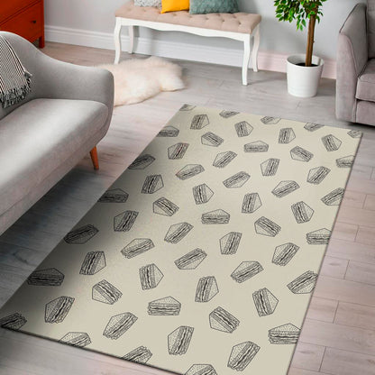 Grey Doodle Sandwich Pattern Print Area Rug