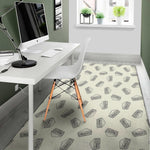 Grey Doodle Sandwich Pattern Print Area Rug