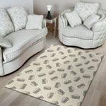 Grey Doodle Sandwich Pattern Print Area Rug