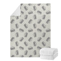 Grey Doodle Sandwich Pattern Print Blanket