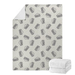 Grey Doodle Sandwich Pattern Print Blanket