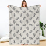 Grey Doodle Sandwich Pattern Print Blanket