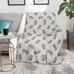 Grey Doodle Sandwich Pattern Print Blanket
