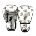Grey Doodle Sandwich Pattern Print Boxing Gloves