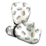 Grey Doodle Sandwich Pattern Print Boxing Gloves