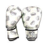 Grey Doodle Sandwich Pattern Print Boxing Gloves