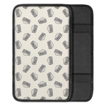 Grey Doodle Sandwich Pattern Print Car Center Console Cover