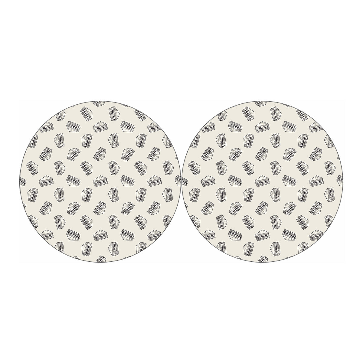 Grey Doodle Sandwich Pattern Print Car Coasters