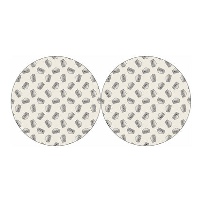 Grey Doodle Sandwich Pattern Print Car Coasters