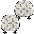Grey Doodle Sandwich Pattern Print Car Headrest Covers