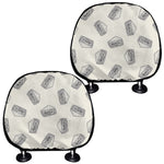 Grey Doodle Sandwich Pattern Print Car Headrest Covers