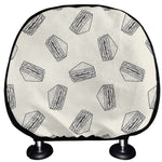 Grey Doodle Sandwich Pattern Print Car Headrest Covers