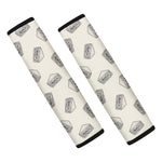 Grey Doodle Sandwich Pattern Print Car Seat Belt Covers