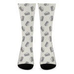 Grey Doodle Sandwich Pattern Print Crew Socks