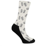Grey Doodle Sandwich Pattern Print Crew Socks